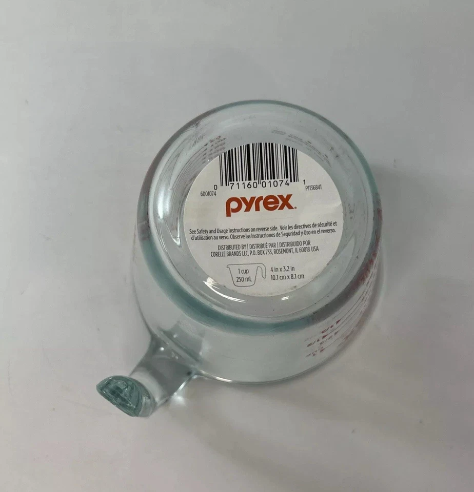 Taza medidora Pyrex Prepware 1 taza, gráficos rojos, transparente Foto 3 de 4