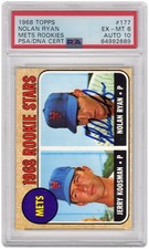 Nolan Ryan / Jerry Koosman Mets 1968 Topps #177 RC Rookie Card (PSA 6 / Auto 10)