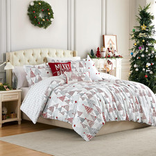 Reversible 6-Piece Queen Christmas Comforter Set with Pillows  Shams