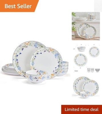 Quinn Chip Resistant Bone China 12-Piece Set   Elegant Dining Service