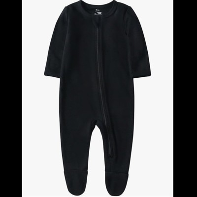 O2 BABY Baby Boys Girls Organic Cotton Zip-Front Sleeper 0-3 Months, Black NEW