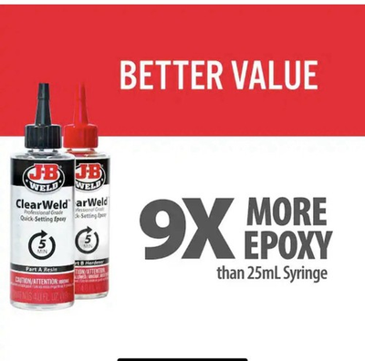 #ad JB Weld 50240H ClearWeld Professional Grade Epoxy Clear 8 oz . 3 PACK $44.99