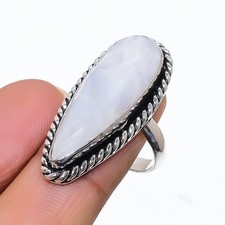 Rainbow Moonstone Gemstone Handmade 925 Sterling Silver Jewelry Ring Size 8 P155