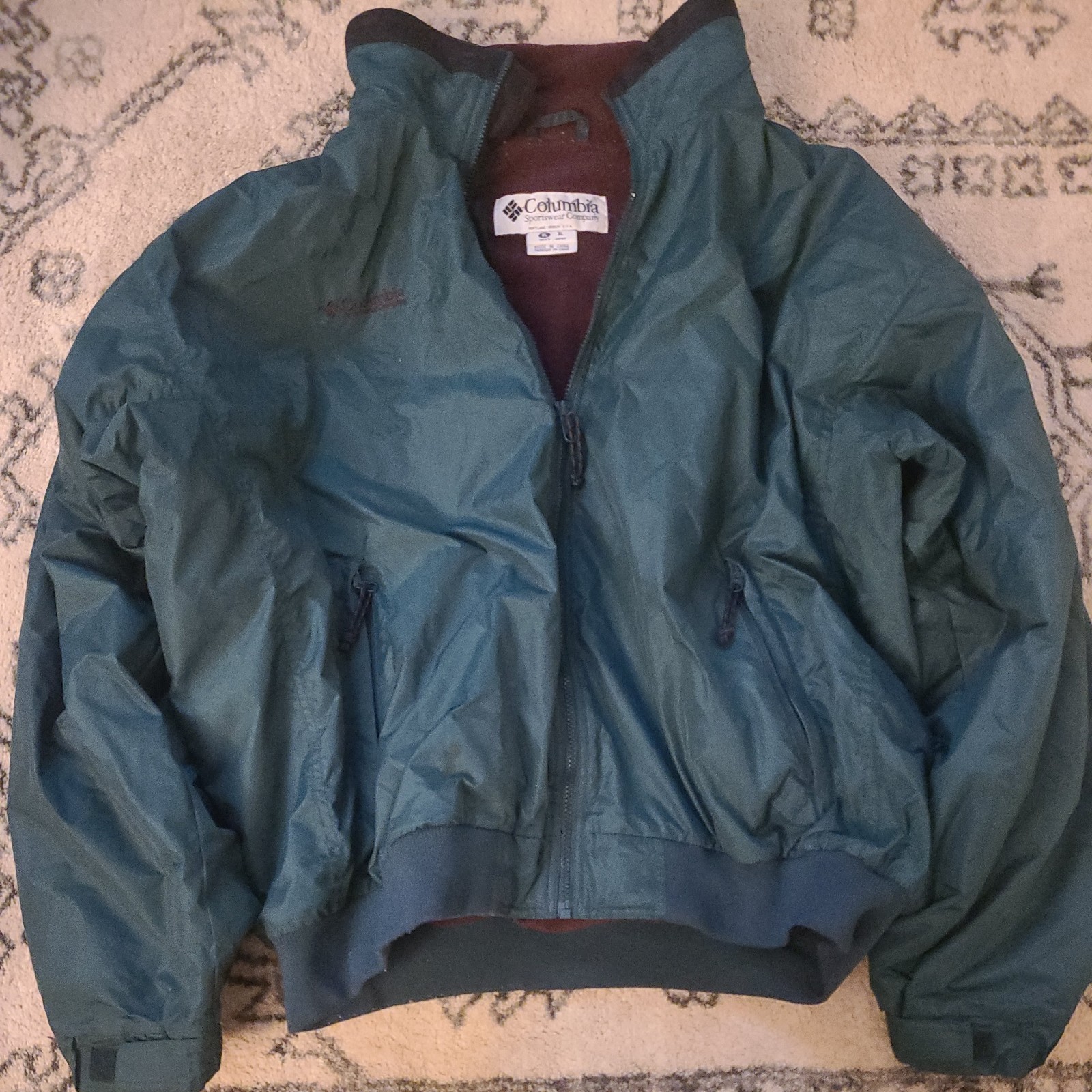 Columbia Men's Medium Gray Fleece-Lined Bomber Jacket with Full Zip & Pockets