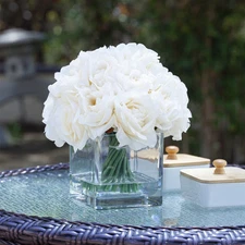 Enova Home Artificial 18 Pieces Fake Roses Silk Flowers