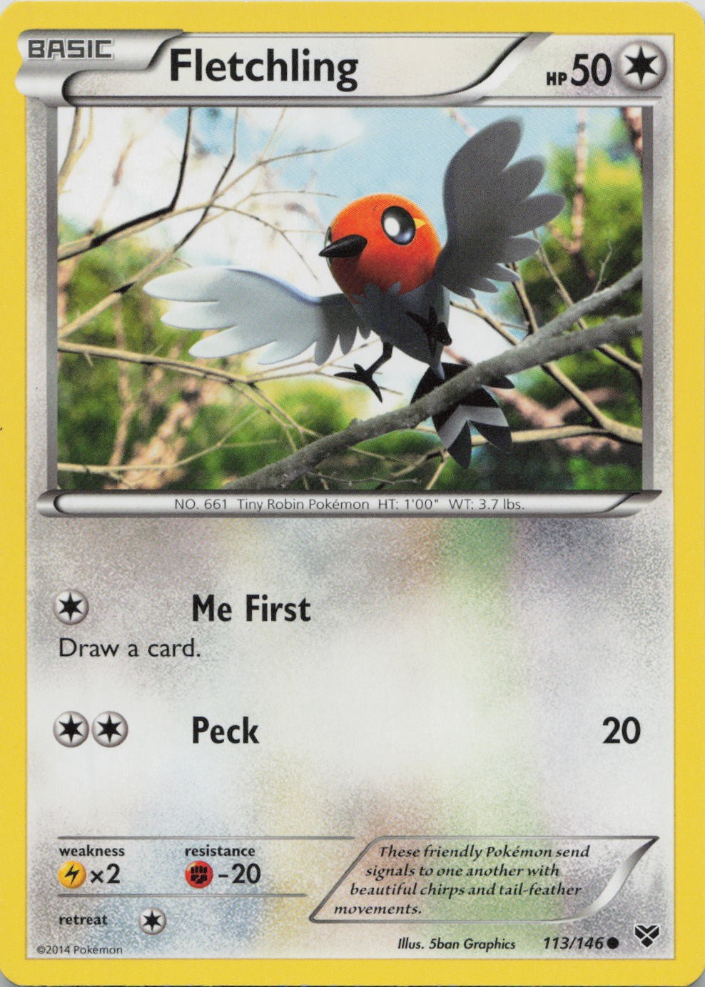 Fletchling 113/146 Common XY Pokemon Lightly Played