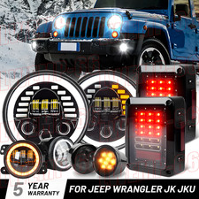 Combo 7 Led Halo Headlights Tail Lights Turn Fog Lamps For Jeep Wrangler Jk Jku Combo 7 Led Halo Headlights Tail Lights Turn Fog Lamps For Jeep Wrangler Jk Jku