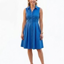 blue button up dress