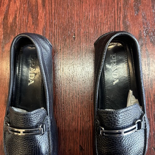$795 Mens Black Prada Leather Drivers Loafers Sz 7 UK / 8 US Made In ITALY - Picture 11 of 13