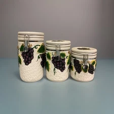 Lot Of (3) Home Essentials & Beyond Grape Canisters