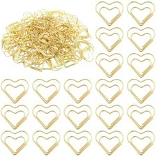 150 Pcs Gold Heart Paper Clips, Cute Metal Heart Paper Clips, Small Cute Love