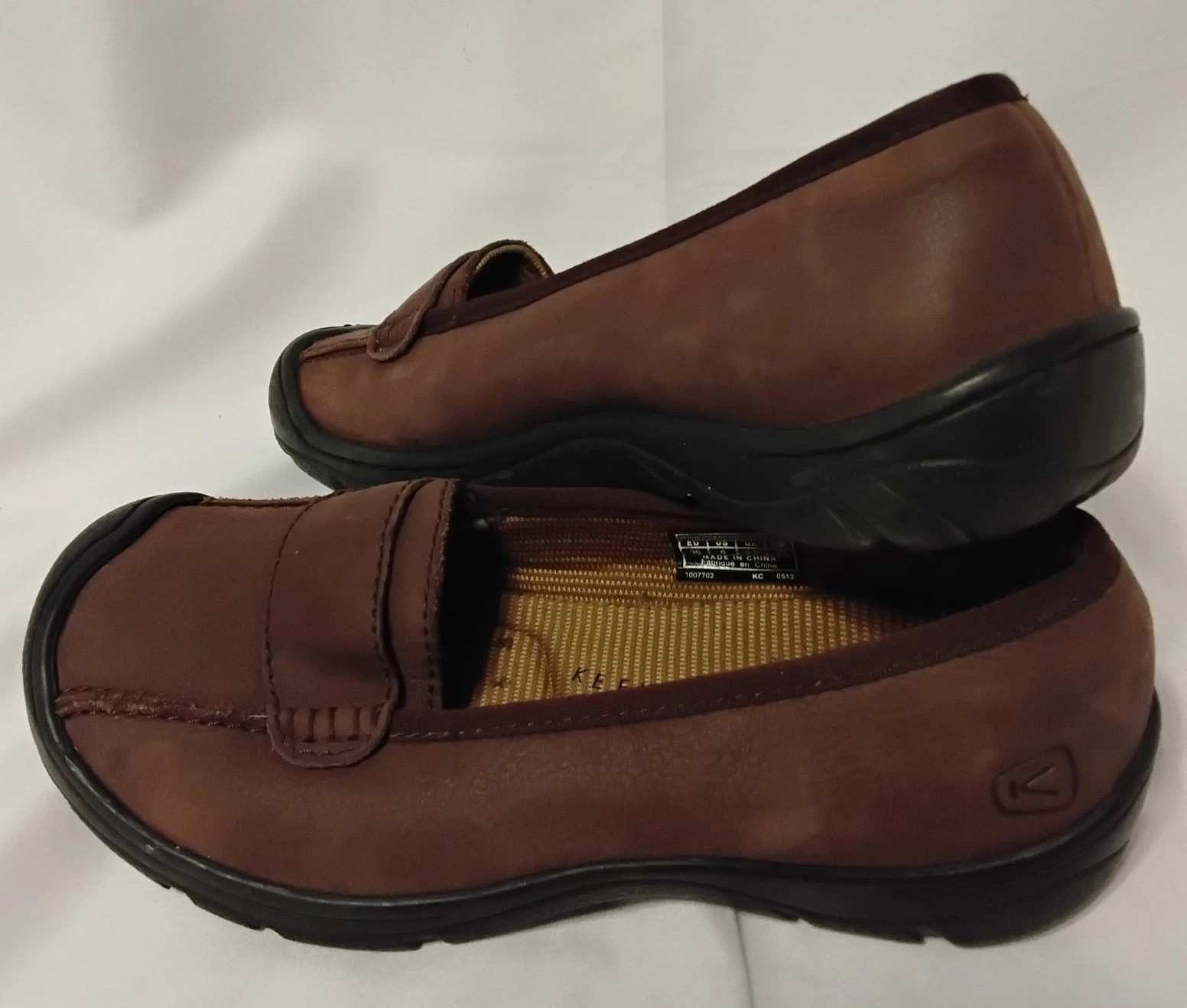 Mocassino Keen donna taglia 6 slip on soletta Cush comodo pelle marrone Sterling City