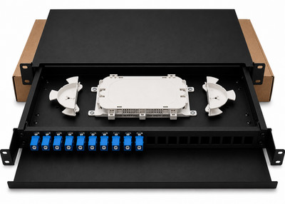 12 Port SC Simplex Fiber Optic Patch Panel with Splice Tray | 1U 19'' Rack Mount