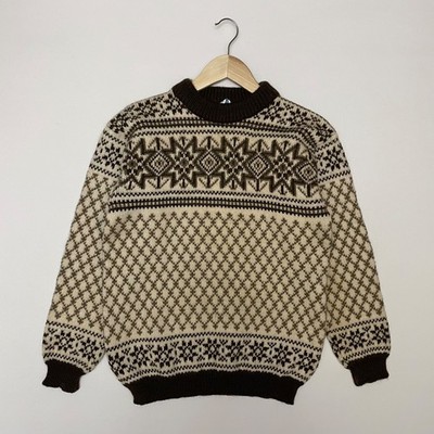 Vintage Dale of Norway Wool Sweater Men s XS-S (Tag 50M) Nordic Fair Isle Brown