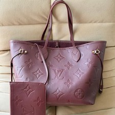 Louis Vuitton Neverfull Monogram Giant Empreinte Burgundy MM Tote Bag
