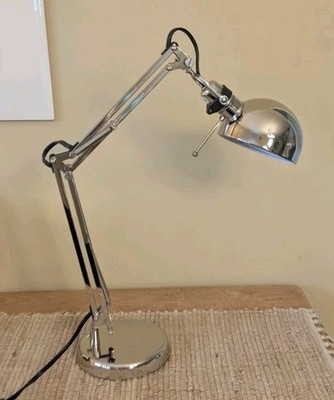 Silver Chrome Ikea Forsa Desk Drafting Adjustable Metal Table/ Work Lamp
