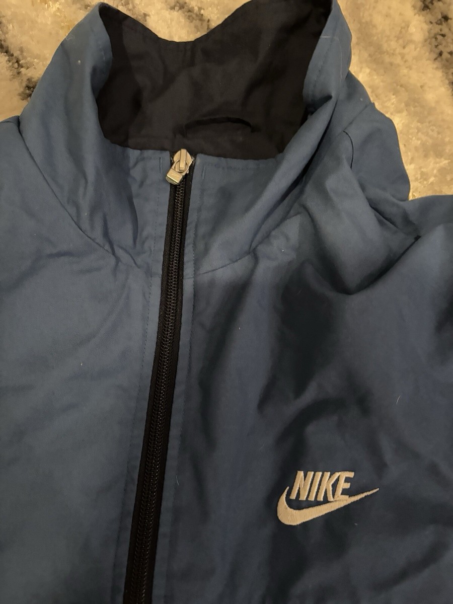 Vintage Nike Embroidered Full Zip Track Jacket Navy Blue - Men's