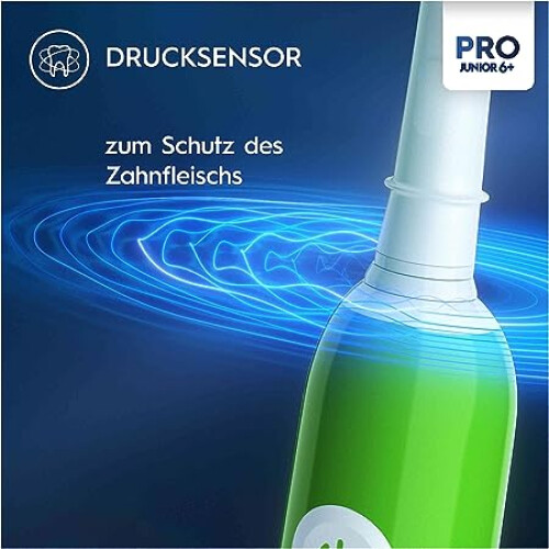 Oral-B Pro Junior 6+ green Elektrische Zahnbürste, 3 Putzprogramme, Drucksensor - Bild 4 von 6