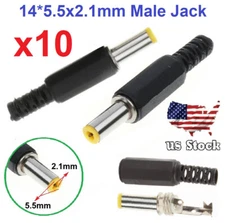 10 pcs 14mm* 2.1mm x 5.5mm Male DC Power Plug Socket Jack Connector Adapter