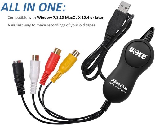 Convertidor UCEC VHS a Digital Todo en Uno Captura de Video USB 2.0 VHS VCR TV a Sistema Operativo - Imagen 6 de 7