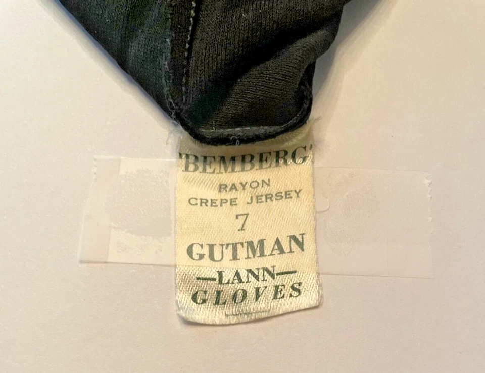 Guantes de noche vintage Bemberg negro rayón crepé 24" longitud ópera talla 7 Foto 4 de 4