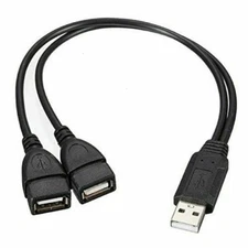 USB 2.0 A Male To 2 Dual USB Female Jack Y Splitter Hub Power Cord Adapter Cable