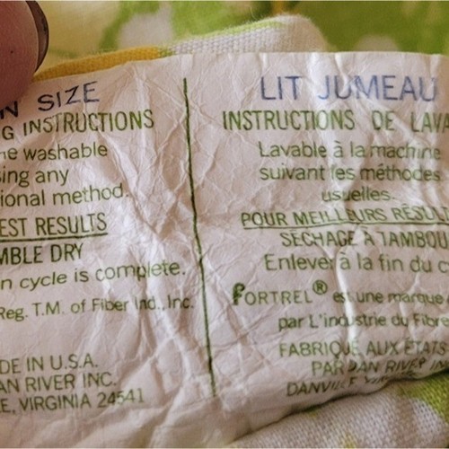 Dan River Dantrel Vintage No Iron Muslin Sheets Lime Green and Yellow Floral - Picture 3 of 3