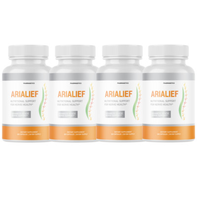 AriaLief Brain Pills - Nerve Health & Cognitive Support Supplement - 4 Bottles