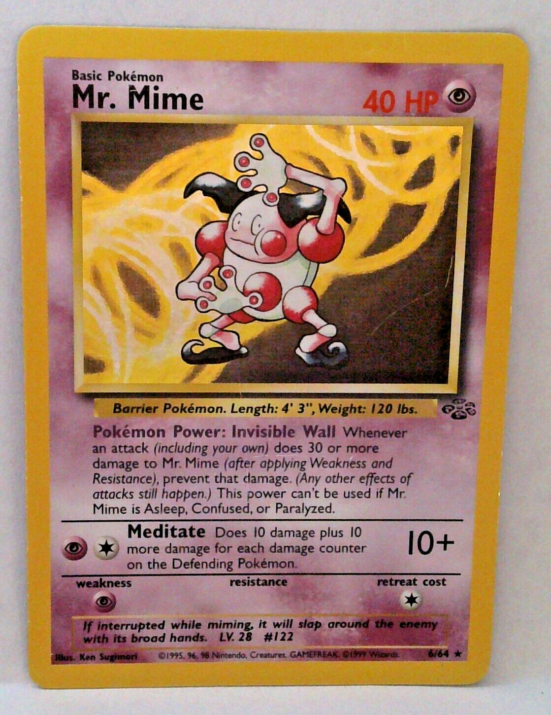 Vintage Pokémon TCG Mr. Mime Jungle 6/64 Holo Unlimited Holo Rare LP
