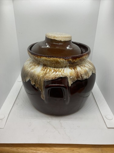 Drip Glaze Pot - Vintage Brown Stoneware Ceramic Crockery - Heavy - USA Stamp - 第 2/10 張圖片