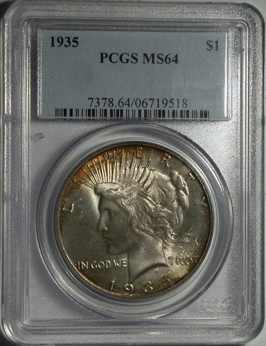1935 Peace Dollar Gem BU PCGS MS-64...Flashy Matte Luster, Very Nice Rim Toning! - 第 7/8 張圖片