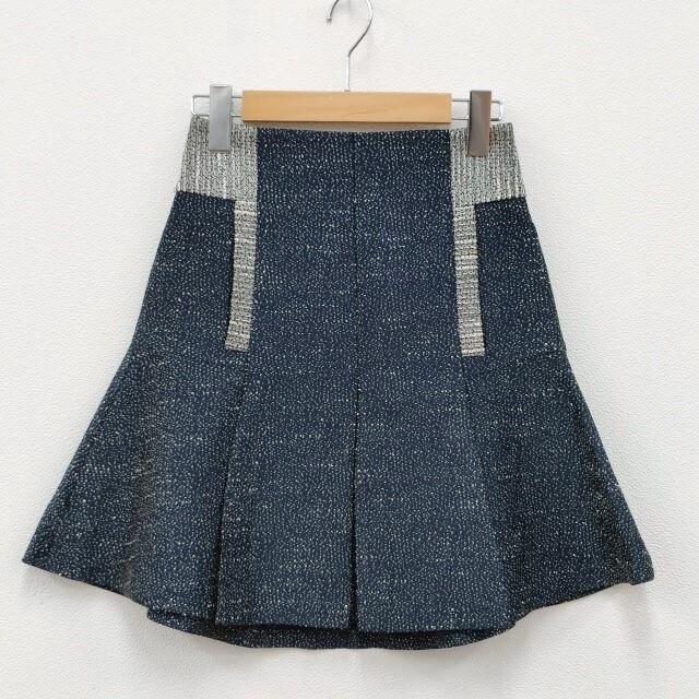 Mame Pleated Mini Skirt Navy White Black Size 1 MM15AW-SK036 3-0213M