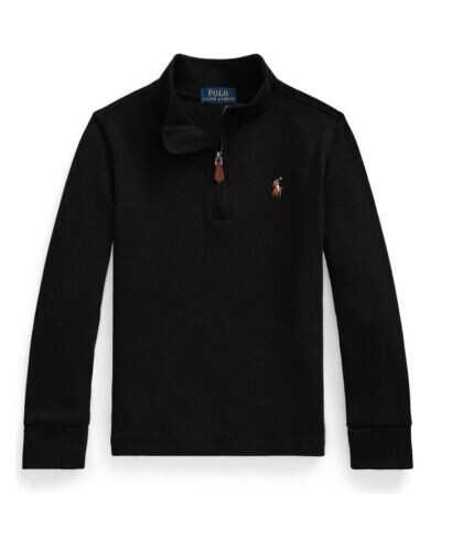 NWT Polo Ralph Lauren Boy Black Cotton Interlock Quarter Zip NWT Polo Ralph Lauren Boy Black Cotton Interlock Quarter Zip