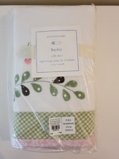 Pottery Barn Kids Hayley Crib Skirt White, Pink and Green Gingham/Butterflies