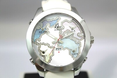 JACOB & CO BRAND NEW JC123 FIVE TIME ZONE STAINLESS STEEL LADIES AUTHENTIC WATCH