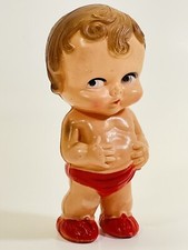 Vintage Irwin Kewpie Red Pants Molded Baby Doll Rattle Shaker Made USA 6 1/2" T