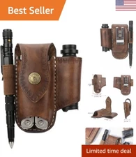 Men Leather EDC Organizer Sheath Handmade Tactical Multitool Pouch Holster Br...