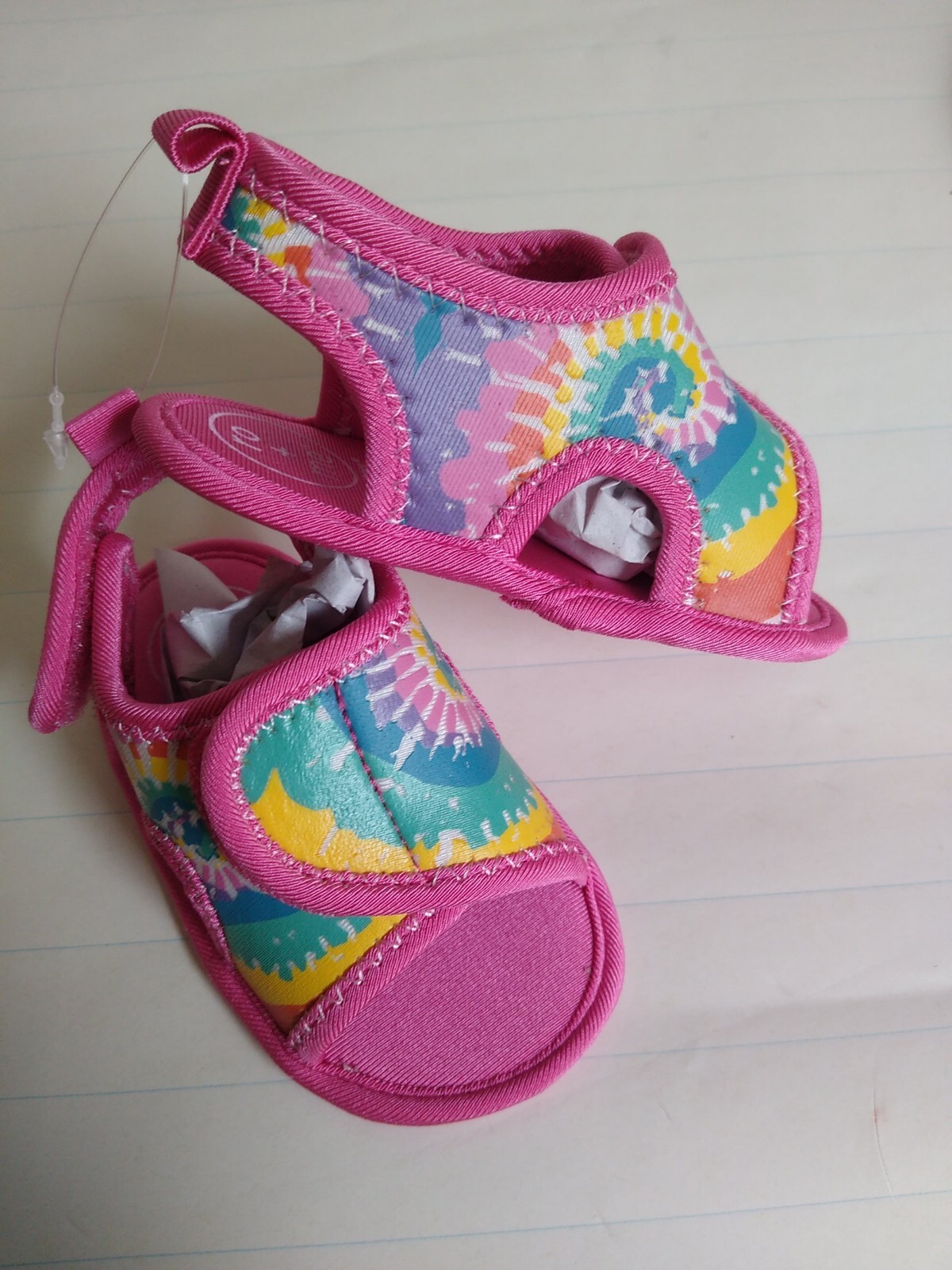 ro+me by Robeez Baby Girl Summer Shoes Tie Dye Bright Pink 6-12 months