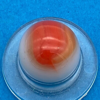 Vintage Akro Agate Hero Patch Glass Marble .65'' Nice Condition Red Orange Colors