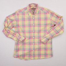 Bills Khakis Shirt Mens Medium Yellow Pink Check Plaid Button Down USA MADE