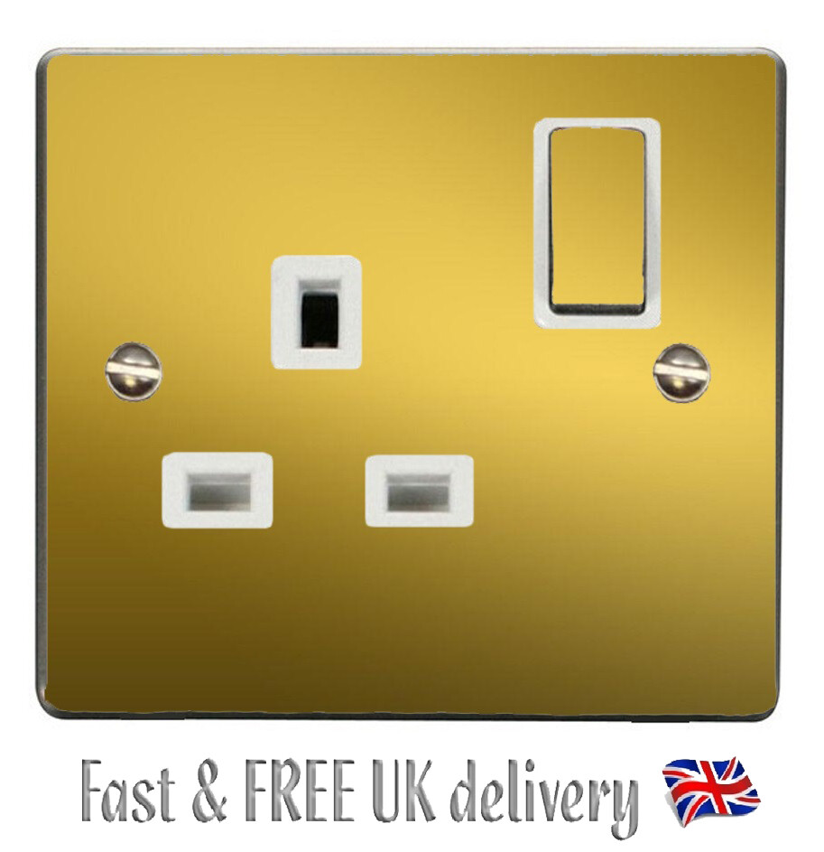 Plain Gold Power Socket Light Switch Sticker Vinyl / Skin Cover Decal
