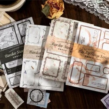 32Pcs Retro Tags Stamp Frame Paper Stickers Junk Journal Card Scrapbook Supplies