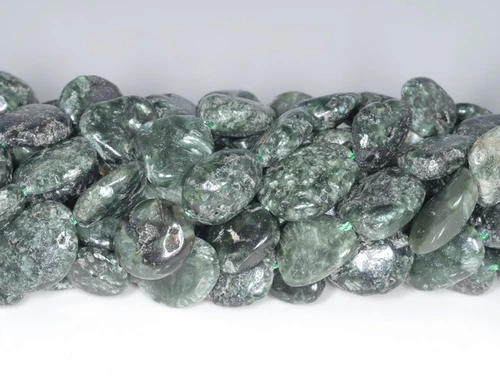 10-11MM SERAPHINITE GEMSTONE NUGGET PEBBLE LOOSE BEADS 15.5" - Imagen 4 de 4