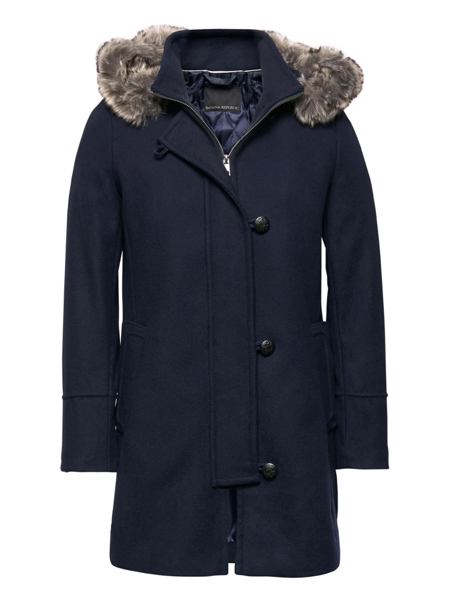 Banana Republic Navy Blue Italian Melton Wool Parka Coat #357908 NWT! M Medium