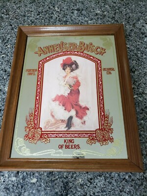 BUDWEISER 16 PIECE VINTAGE RARE FRAMED MIRROR SIGN PICTURES