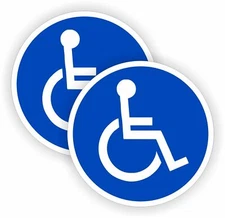 (2) Handicap Parking Symbol Vinyl Sticker Decal