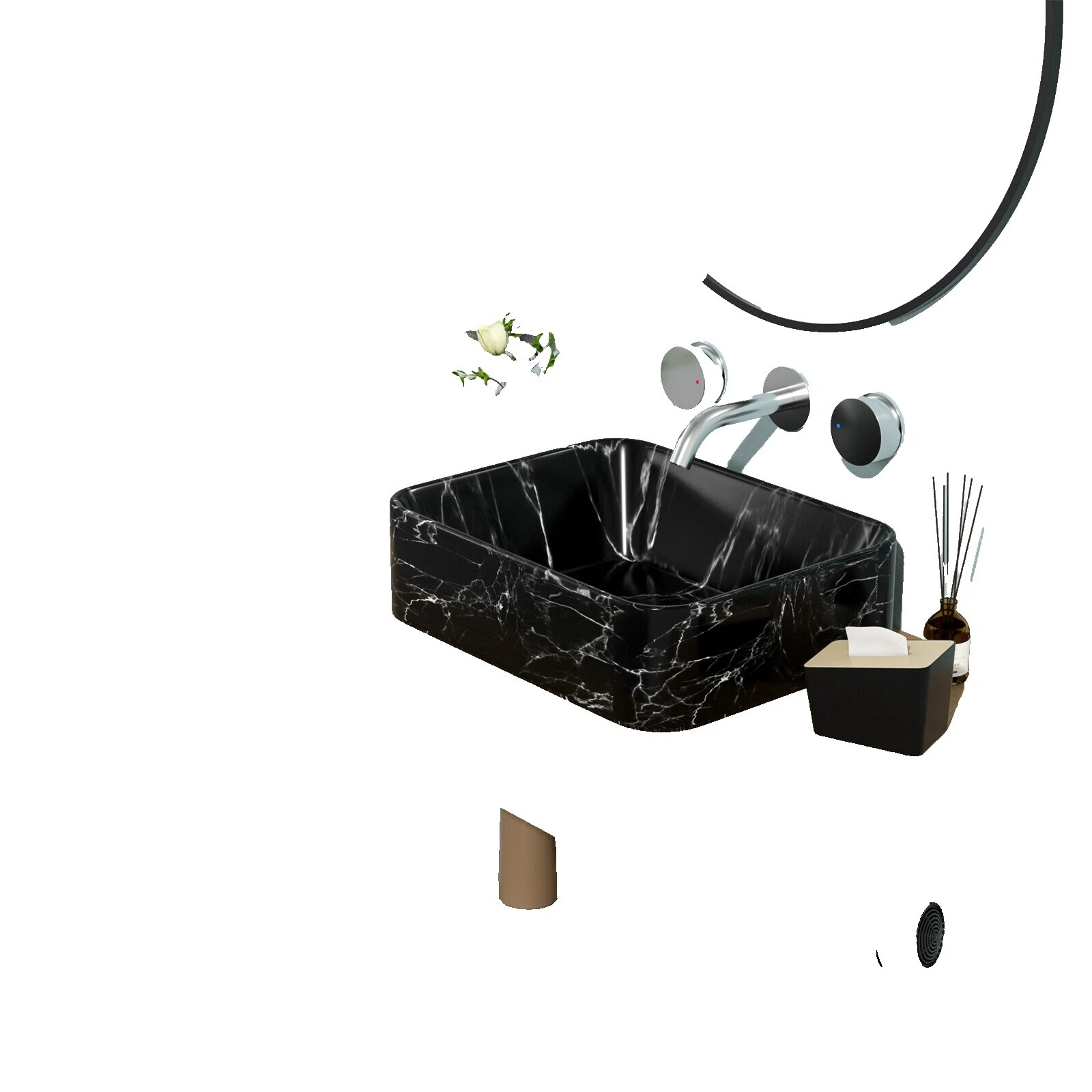 Fregaderos de Baño de Cerámica Negro de Baño