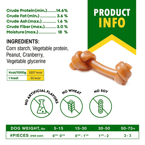 Dog Peanut Butter Bones with Cranberry & Rawhide Free Chew Treats Pet Natural - Picture 5 of 7