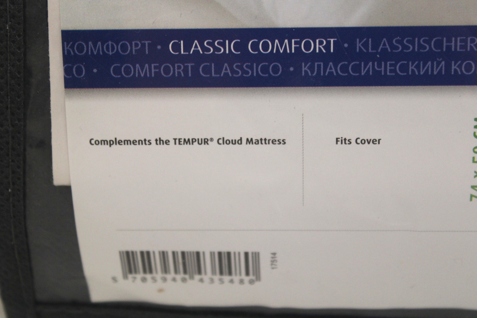TEMPUR Comfort Pillow Cloud Soft White Classic 74cm x 50cm AntiAllergy