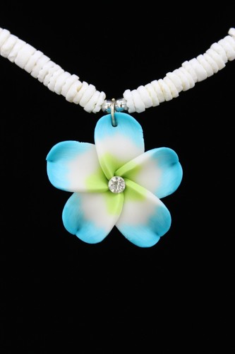 Puka Shell Necklace Fimo Plumeria 